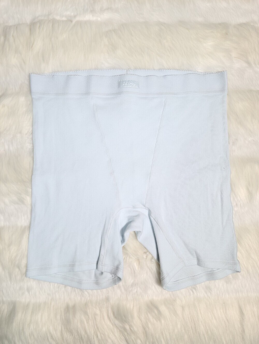 SKIMS Cotton Rib Boxer Short Blue Women Medium NEW